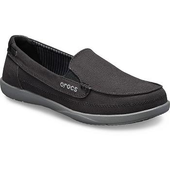 Crocs Walu Platene Cierne - Damske Mokasíny